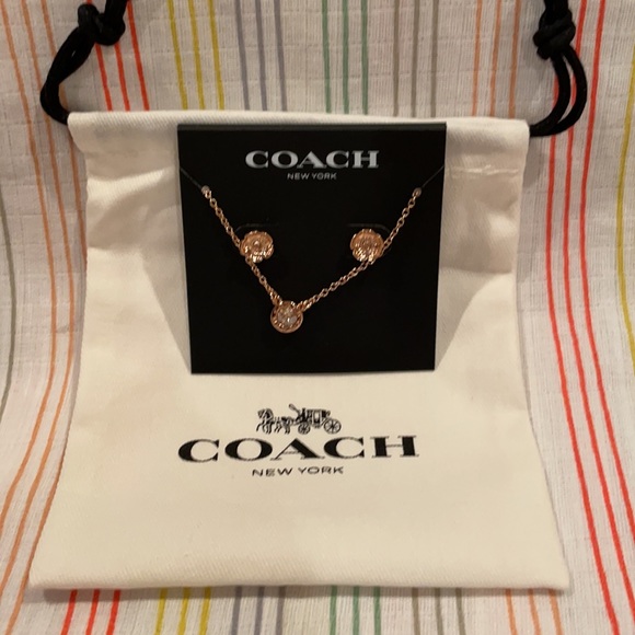 COACH Open Circle Necklace and Tea Rose Stud Set - Picture 8 of 8